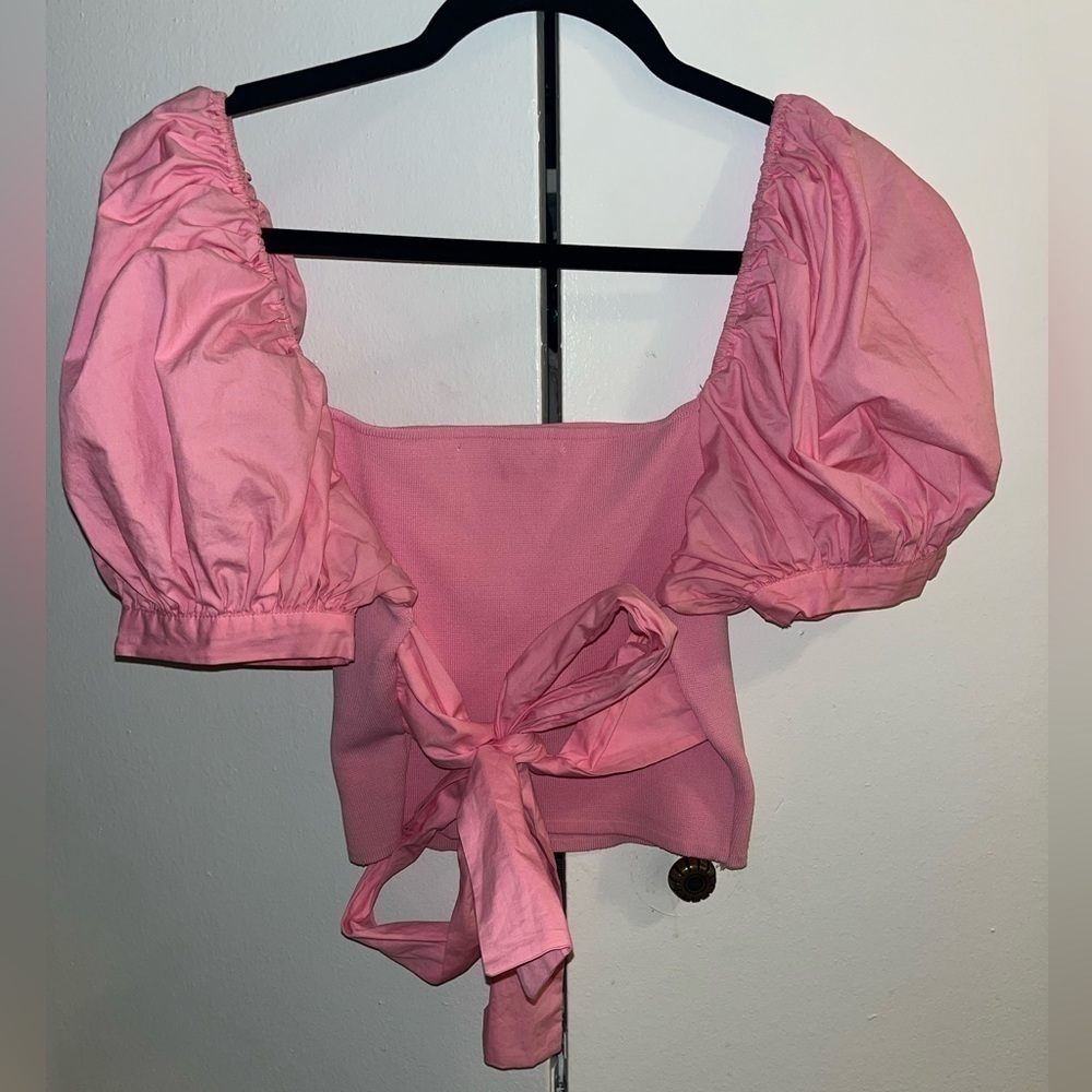 Pink zara top with puffy sleeves - Picture 6 of 6